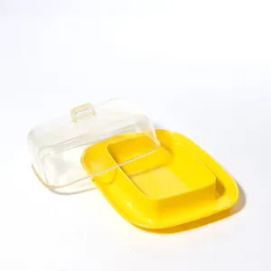 Yellow PLastic Butter Dish Vintage - 7.25