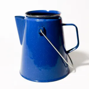 Vintage Blue Speckled Enamelware Camp Coffee Pot