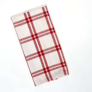 Red and White striped, checkered, plaid dish towel - 25