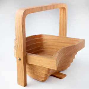 Handmade Telescoping Free Standing Wood Basket - 7