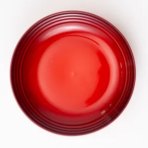 Le Creuset Shallow Red Bowl with Ribbed Rim - 8.5