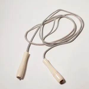 Vintage Cream Braided Jump Rope With Wooden Handles