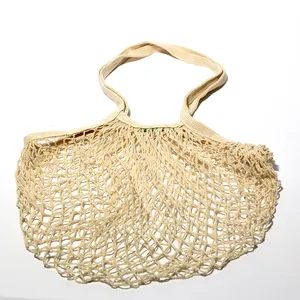 Beige cream netted bag - Farmer's Market Bag, Mesh Tote