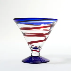Royal Caribbean Kosta Boda Cobalt Blue and Red Glass Swirl - 4.5
