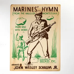 MARINES' HYMN VINTAGE 1951 MUSIC SHEET 