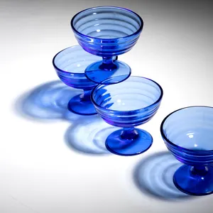 Jewel Toned Blue Short Stemmed Dessert Cups 