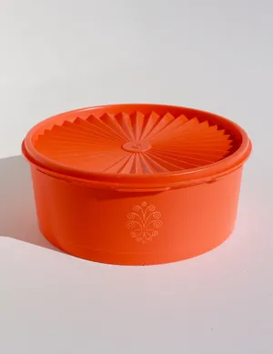 Vintage Tupperware Servalier Canister #1204 Large Orange