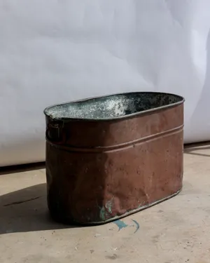 Large Vintage Copper Wash Tub Metal Boiler Pot Planter