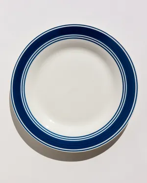 Pair of Stoneware CASUAL Cobalt Blue BANDED DINNER PLATE