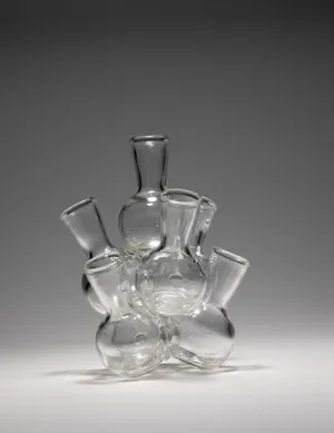Clear Glass Scupture multiple flower bud vases together