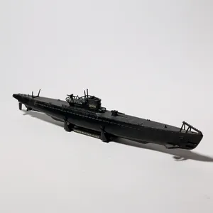 WWII German U-505 Submarine Matte Black Scale Model, Nautical, Boat