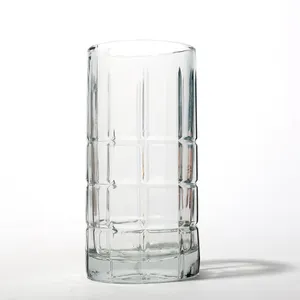 Hatched Pressed Heavy Drinking Glass Double old Fashioned