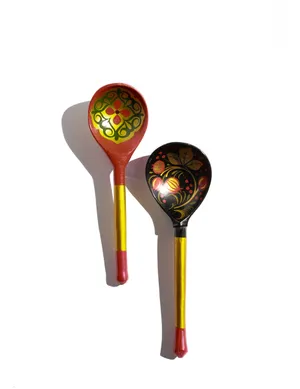 Russian Vintage Hand Made Wooden Folk Art Spoons
