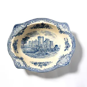 Antique Vegetable bowl Blue Johnson Brothers china from England Ragland Castle -  2.25