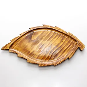 Large Food Safe Leaf shaped Solid wood hand made Platters, Trays, Serviceware