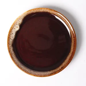 Vintage McCoy Brown Drip Glaze Salad Stoneware Dessert Plate 