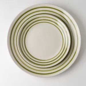 Green Striped Dinner and Salad Plate - 10