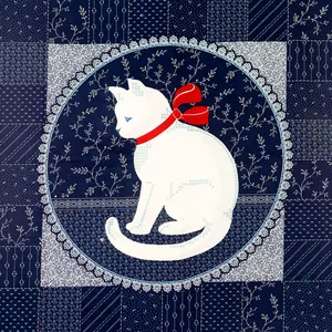 Simple Treasures Blue Cat Print Fabric - 43