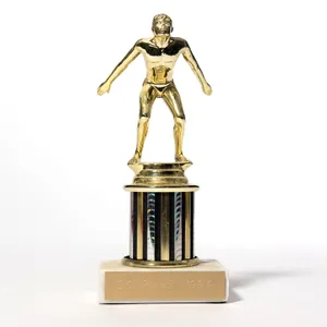 Vintage Childrens Trophy Gold Statue with Marble Bottom, Gold Statue, Gold and Silver - 7.75