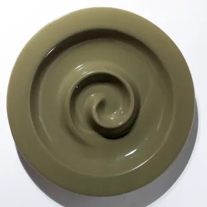 Vintage Olive Green Ceramic Chip Dip Platter