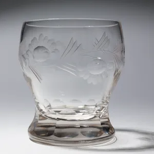 Antique Georgian Engraved Lead Crystal Whiskey Tumbler, Rocks, Glass, Rye, Scotch Etched