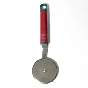 Vintage Steel Pizza Cutter Red Handle - 