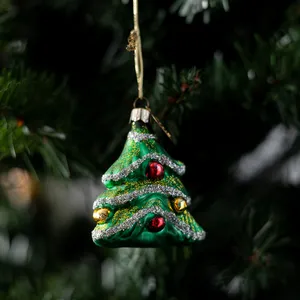 Small Blown Glass christmas Tree shaped Christmas Tree Ornament