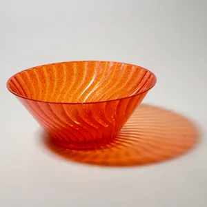 Orange Glitter Swirl Plastic Party Bowl