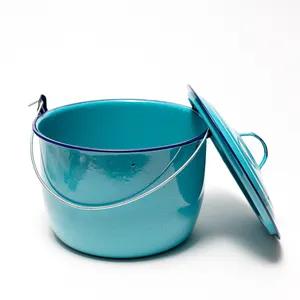 Cinsa Authentic Hispanic Convex Kettle with Lid None, enamelware 8 Quart, Turquoise Blue