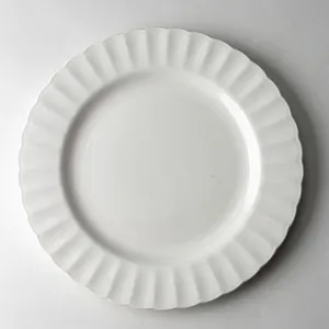 White Dinner Plate with Thumbprint Scalloped Rim - 1