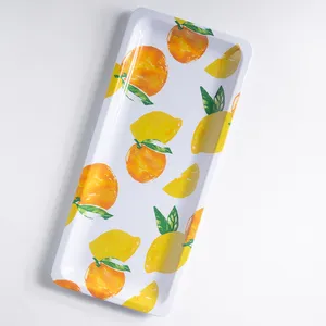 Summer Time Plastic Platter Lemon Motif - Summer Time Plastic Platter Lemon Motif - 14.75
