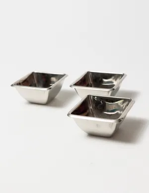 Square Silver Monkey Dishes, Condiment Cup, dips, Pinch Bowl