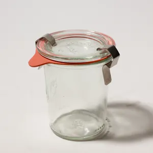 Vintage German Small Weck Glass Canning Jar Orange Seal