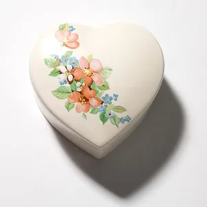 Vintage Porcelain Heart Shaped Trinket Box