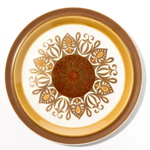 Electra Stoneware Casual Ceramic Yellow, Brown, Vintage 70s Platter, Large Plate - 12.25