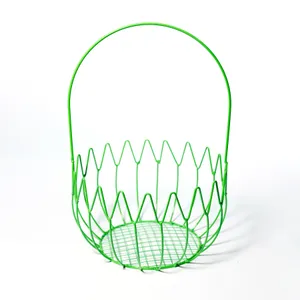 New Green Decorative Metal Wire Modern Easter Basket - 14