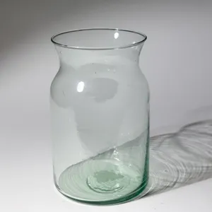 Vintage Green Glass Large Green Flower Vase Vessel
