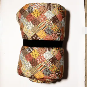 Vintage 1970s Patchwork Earth Tone Sleeping Bag