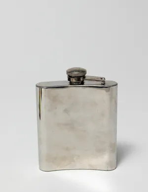 Small Silver Metal Flask, Liquor