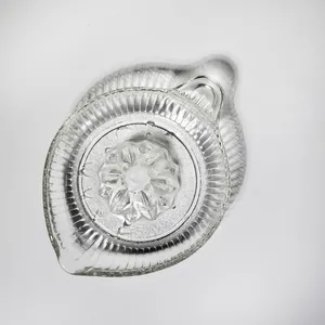 Vintage Clear Ribbed Glass Citrus juicer with Pouring Spout & Handle