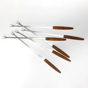 Vintage Wooden Handled Fondue Skewer/Fork Set of 6