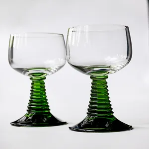 Ribbed Green Stem Wine Glass 4.25