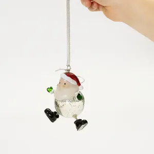 Bouncy Santa Snow Globe Christmas ornament - 3.5