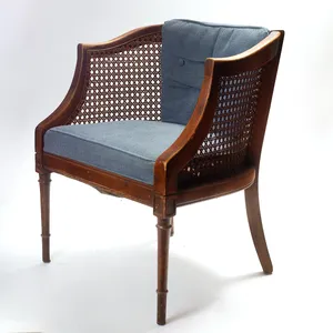 vintage blue cane barrel chair