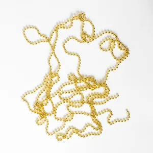 Retro Gold Plastic 1/4 inch Beaded Garland Holiday Decor - 9'