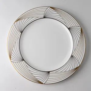 Fine China White dinner plate with 80s pattern .75