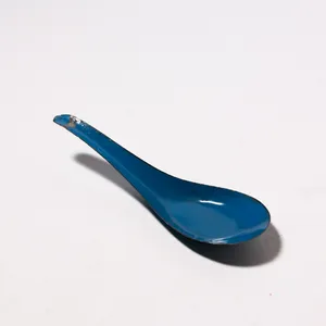 Vintage Chinese Cobalt Blue Enamelware Soup Spoon, Asian Food