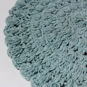 Vintage Teal Handmade Crochet Doily Textile