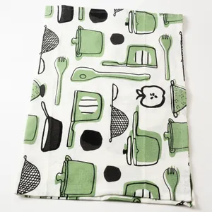 Green and Black Cookware Themed Kitchen Towel