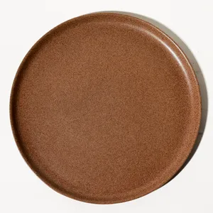 Artisan Matte Brown Melamine Dinner Plate Rustic Minimalist Set